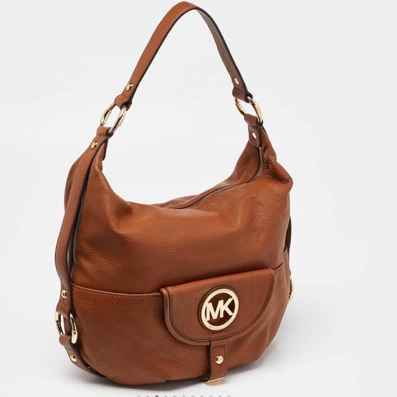 MICHAEL KHORS FULTON LARGE HOBO BROWN/TERRACOTA LEATHER SHOULDER BAG - Picture 14 of 16